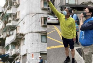文山、大安區擬參選人高揚凱來到違建屋視察，針對北市府研議廢除政策「阿扁條款」，樂觀看待。（圖由高揚凱提供）