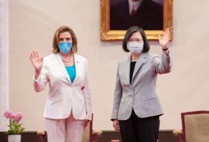 蔡英文總統（8/3）日上午接見美國聯邦眾議院議長裴洛西（Nancy Pelosi）訪團（圖翻攝自總統府）